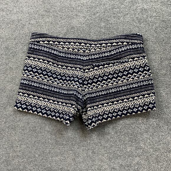 Joie Shorts Womens 2 Navy White Merci Aztec Ethic Jacquard Zip Front Pockets - Picture 9 of 11